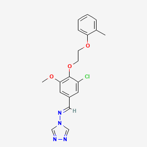 molecular formula C19H19ClN4O3 B5595761 N-[(E)-{3-chloro-5-methoxy-4-[2-(2-methylphenoxy)ethoxy]phenyl}methylidene]-4H-1,2,4-triazol-4-amine 