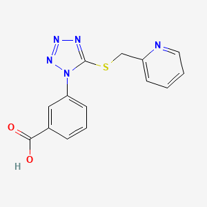 molecular formula C14H11N5O2S B5596103 3-(5-{[(PYRIDIN-2-YL)METHYL]SULFANYL}-1H-1,2,3,4-TETRAZOL-1-YL)BENZOIC ACID 