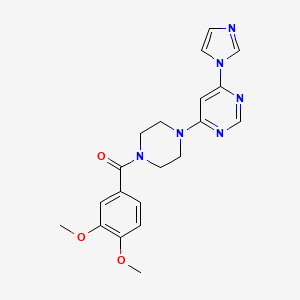 molecular formula C20H22N6O3 B5596130 4-[4-(3,4-dimethoxybenzoyl)-1-piperazinyl]-6-(1H-imidazol-1-yl)pyrimidine 