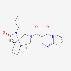 molecular formula C17H20N4O3S B5596189 6-[(1S,5R)-7-oxo-6-propyl-3,6-diazabicyclo[3.2.2]nonane-3-carbonyl]-[1,3]thiazolo[3,2-a]pyrimidin-5-one 