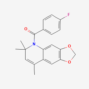 molecular formula C20H18FNO3 B5596294 (4-fluorophenyl)-(6,6,8-trimethyl-[1,3]dioxolo[4,5-g]quinolin-5-yl)methanone 