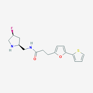 molecular formula C16H19FN2O2S B5596322 N-{[(2S,4S)-4-fluoro-2-pyrrolidinyl]methyl}-3-[5-(2-thienyl)-2-furyl]propanamide hydrochloride 