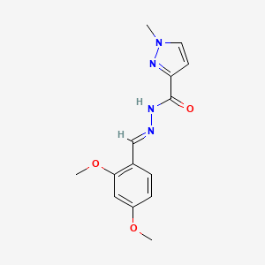 molecular formula C14H16N4O3 B5596383 N'-[(E)-(2,4-dimethoxyphenyl)methylidene]-1-methyl-1H-pyrazole-3-carbohydrazide 