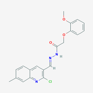molecular formula C20H18ClN3O3 B5596527 N-[(E)-(2-chloro-7-methylquinolin-3-yl)methylideneamino]-2-(2-methoxyphenoxy)acetamide 