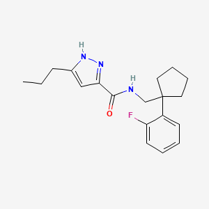 molecular formula C19H24FN3O B5596603 N-[[1-(2-fluorophenyl)cyclopentyl]methyl]-5-propyl-1H-pyrazole-3-carboxamide 