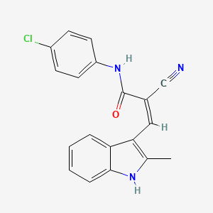 molecular formula C19H14ClN3O B5596767 N-(4-chlorophenyl)-2-cyano-3-(2-methyl-1H-indol-3-yl)acrylamide 