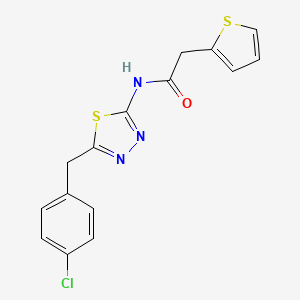 molecular formula C15H12ClN3OS2 B5596770 N-{5-[(4-CHLOROPHENYL)METHYL]-1,3,4-THIADIAZOL-2-YL}-2-(THIOPHEN-2-YL)ACETAMIDE 