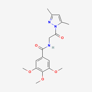 molecular formula C17H21N3O5 B5596771 N-[2-(3,5-dimethyl-1H-pyrazol-1-yl)-2-oxoethyl]-3,4,5-trimethoxybenzamide 