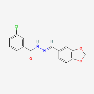 molecular formula C15H11ClN2O3 B5597054 N'-(1,3-benzodioxol-5-ylmethylene)-3-chlorobenzohydrazide 