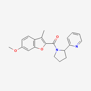molecular formula C20H20N2O3 B5597100 2-{1-[(6-methoxy-3-methyl-1-benzofuran-2-yl)carbonyl]-2-pyrrolidinyl}pyridine 