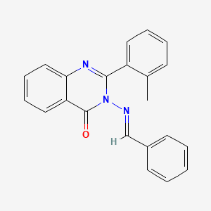 molecular formula C22H17N3O B5597145 3-[(E)-benzylideneamino]-2-(2-methylphenyl)quinazolin-4-one 
