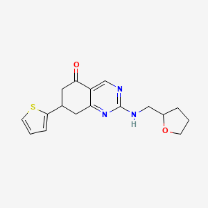 molecular formula C17H19N3O2S B5597194 2-[(tetrahydrofuran-2-ylmethyl)amino]-7-(thiophen-2-yl)-7,8-dihydroquinazolin-5(6H)-one 