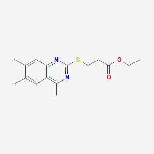 molecular formula C16H20N2O2S B5597198 Ethyl 3-[(4,6,7-trimethylquinazolin-2-yl)sulfanyl]propanoate 