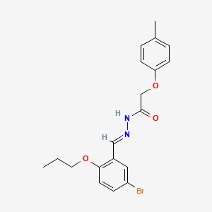 molecular formula C19H21BrN2O3 B5597289 N'-[(E)-(5-BROMO-2-PROPOXYPHENYL)METHYLIDENE]-2-(4-METHYLPHENOXY)ACETOHYDRAZIDE 