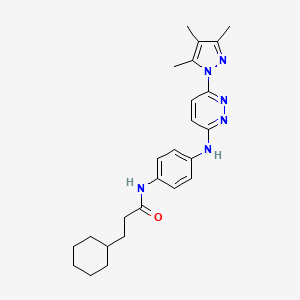 molecular formula C25H32N6O B5597302 3-cyclohexyl-N-(4-{[6-(3,4,5-trimethyl-1H-pyrazol-1-yl)-3-pyridazinyl]amino}phenyl)propanamide 