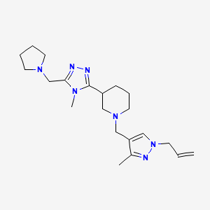 molecular formula C21H33N7 B5597365 1-[(1-allyl-3-methyl-1H-pyrazol-4-yl)methyl]-3-[4-methyl-5-(pyrrolidin-1-ylmethyl)-4H-1,2,4-triazol-3-yl]piperidine 