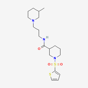 molecular formula C19H31N3O3S2 B5597374 N-[3-(3-methyl-1-piperidinyl)propyl]-1-(2-thienylsulfonyl)-3-piperidinecarboxamide 