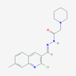 molecular formula C18H21ClN4O B5597565 N'-[(E)-(2-chloro-7-methylquinolin-3-yl)methylidene]-2-(piperidin-1-yl)acetohydrazide 