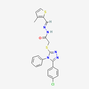 molecular formula C22H18ClN5OS2 B5597690 2-{[5-(4-chlorophenyl)-4-phenyl-4H-1,2,4-triazol-3-yl]sulfanyl}-N'-[(E)-(3-methylthiophen-2-yl)methylidene]acetohydrazide 