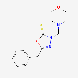 molecular formula C14H17N3O2S B5597838 5-BENZYL-3-[(MORPHOLIN-4-YL)METHYL]-2,3-DIHYDRO-1,3,4-OXADIAZOLE-2-THIONE 