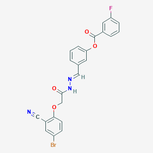molecular formula C23H15BrFN3O4 B5597899 [3-[(E)-[[2-(4-bromo-2-cyanophenoxy)acetyl]hydrazinylidene]methyl]phenyl] 3-fluorobenzoate 