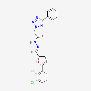 molecular formula C20H14Cl2N6O2 B5598032 N'-[(E)-[5-(2,3-DICHLOROPHENYL)FURAN-2-YL]METHYLIDENE]-2-(5-PHENYL-2H-1,2,3,4-TETRAZOL-2-YL)ACETOHYDRAZIDE 