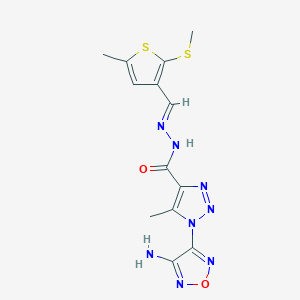 molecular formula C13H14N8O2S2 B5598123 1-(4-amino-1,2,5-oxadiazol-3-yl)-5-methyl-N-[(E)-(5-methyl-2-methylsulfanylthiophen-3-yl)methylideneamino]triazole-4-carboxamide 