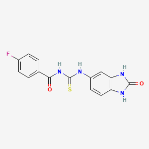 molecular formula C15H11FN4O2S B5598137 4-fluoro-N-[(2-oxo-2,3-dihydro-1H-benzimidazol-5-yl)carbamothioyl]benzamide 