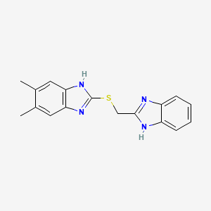 molecular formula C17H16N4S B5598154 2-{[(1H-1,3-BENZODIAZOL-2-YL)METHYL]SULFANYL}-5,6-DIMETHYL-1H-1,3-BENZODIAZOLE 