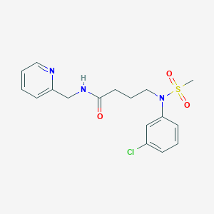 molecular formula C17H20ClN3O3S B5598174 4-[(3-chlorophenyl)(methylsulfonyl)amino]-N-(pyridin-2-ylmethyl)butanamide 