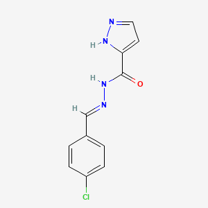 molecular formula C11H9ClN4O B5598488 N'-[(E)-(4-Chlorophenyl)methylidene]-1H-pyrazole-5-carbohydrazide 