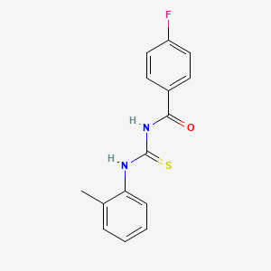 molecular formula C15H13FN2OS B5598609 4-fluoro-N-[(2-methylphenyl)carbamothioyl]benzamide 