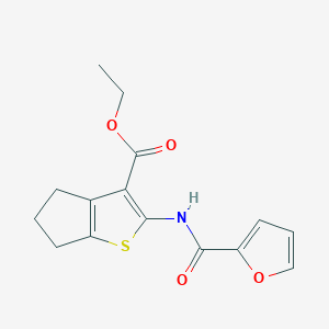 molecular formula C15H15NO4S B5598721 Ethyl 2-(2-furylcarbonylamino)-4,5,6-trihydrocyclopenta[2,1-b]thiophene-3-carb oxylate 