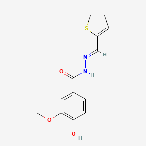 molecular formula C13H12N2O3S B5598745 4-hydroxy-3-methoxy-N-[(E)-thiophen-2-ylmethylideneamino]benzamide 