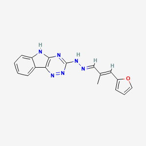 molecular formula C17H14N6O B5598928 3-(2-furyl)-2-methylacrylaldehyde 5H-[1,2,4]triazino[5,6-b]indol-3-ylhydrazone 