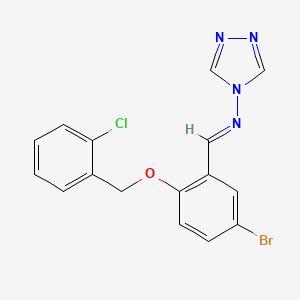 molecular formula C16H12BrClN4O B5598957 N-[(E)-{5-bromo-2-[(2-chlorobenzyl)oxy]phenyl}methylidene]-4H-1,2,4-triazol-4-amine 