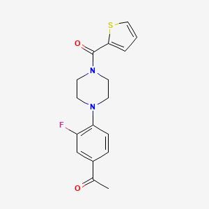 molecular formula C17H17FN2O2S B5599072 1-{3-FLUORO-4-[4-(2-THIENYLCARBONYL)PIPERAZINO]PHENYL}-1-ETHANONE 