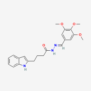 molecular formula C22H25N3O4 B5599240 4-(1H-indol-2-yl)-N-[(E)-(3,4,5-trimethoxyphenyl)methylideneamino]butanamide 