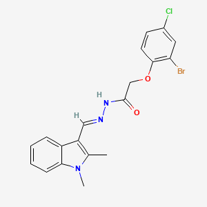 molecular formula C19H17BrClN3O2 B5599274 2-(2-bromo-4-chlorophenoxy)-N'-[(E)-(1,2-dimethyl-1H-indol-3-yl)methylidene]acetohydrazide 