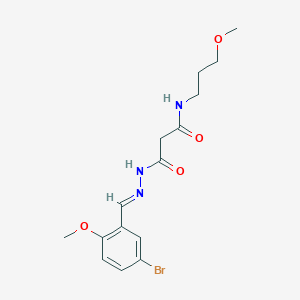 molecular formula C15H20BrN3O4 B5599278 N'-[(E)-(5-bromo-2-methoxyphenyl)methylideneamino]-N-(3-methoxypropyl)propanediamide 