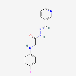 molecular formula C14H13IN4O B5599344 2-(4-iodoanilino)-N-[(E)-pyridin-3-ylmethylideneamino]acetamide 