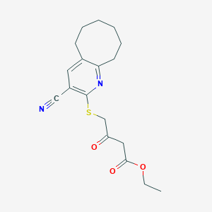 molecular formula C18H22N2O3S B5599553 ethyl 4-[(3-cyano-5,6,7,8,9,10-hexahydrocycloocta[b]pyridin-2-yl)sulfanyl]-3-oxobutanoate 