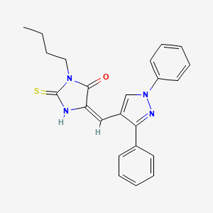 molecular formula C23H22N4OS B5599557 3-BUTYL-5-[(E)-1-(1,3-DIPHENYL-1H-PYRAZOL-4-YL)METHYLIDENE]-2-THIOXOTETRAHYDRO-4H-IMIDAZOL-4-ONE 