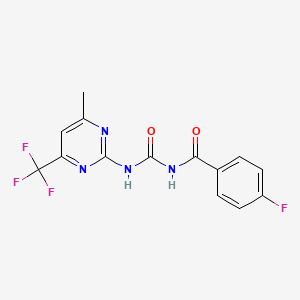 molecular formula C14H10F4N4O2 B5599591 N-(4-FLUOROBENZOYL)-N'-[4-METHYL-6-(TRIFLUOROMETHYL)-2-PYRIMIDINYL]UREA 