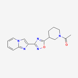 molecular formula C16H17N5O2 B5599601 2-[5-(1-acetyl-3-piperidinyl)-1,2,4-oxadiazol-3-yl]imidazo[1,2-a]pyridine 