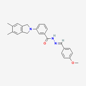 molecular formula C25H25N3O2 B5599691 3-(5,6-dimethyl-1,3-dihydroisoindol-2-yl)-N-[(E)-(4-methoxyphenyl)methylideneamino]benzamide 