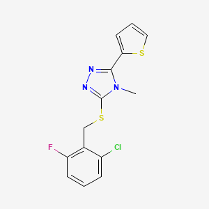 molecular formula C14H11ClFN3S2 B5599750 3-[(2-chloro-6-fluorobenzyl)sulfanyl]-4-methyl-5-(thiophen-2-yl)-4H-1,2,4-triazole 