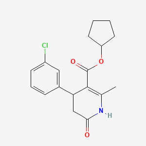molecular formula C18H20ClNO3 B5599772 Cyclopentyl 4-(3-chlorophenyl)-2-methyl-6-oxo-1,4,5,6-tetrahydropyridine-3-carboxylate 