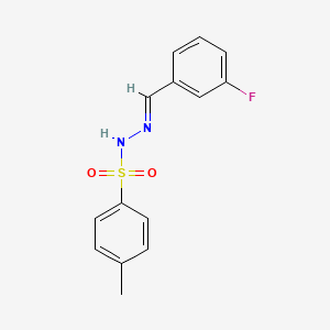 molecular formula C14H13FN2O2S B5600404 N-[(E)-(3-fluorophenyl)methylideneamino]-4-methylbenzenesulfonamide 