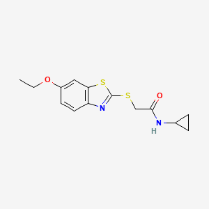 molecular formula C14H16N2O2S2 B5600545 N-cyclopropyl-2-[(6-ethoxy-1,3-benzothiazol-2-yl)sulfanyl]acetamide 